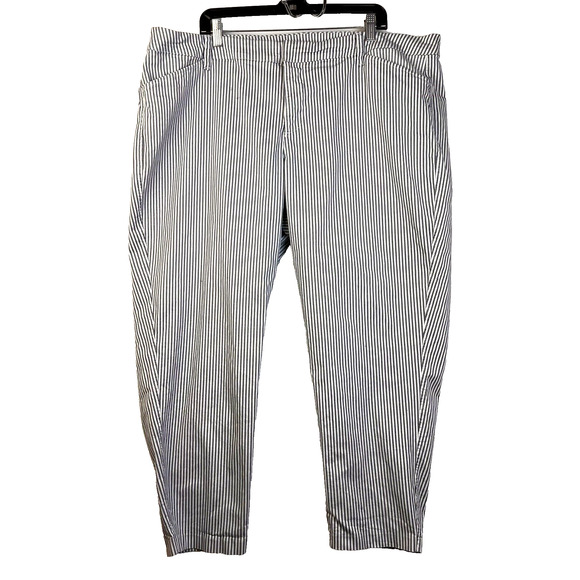 Old Navy Pixie Pants Women's 22 Long Black White Stripe Casual Work - Picture 1 of 11